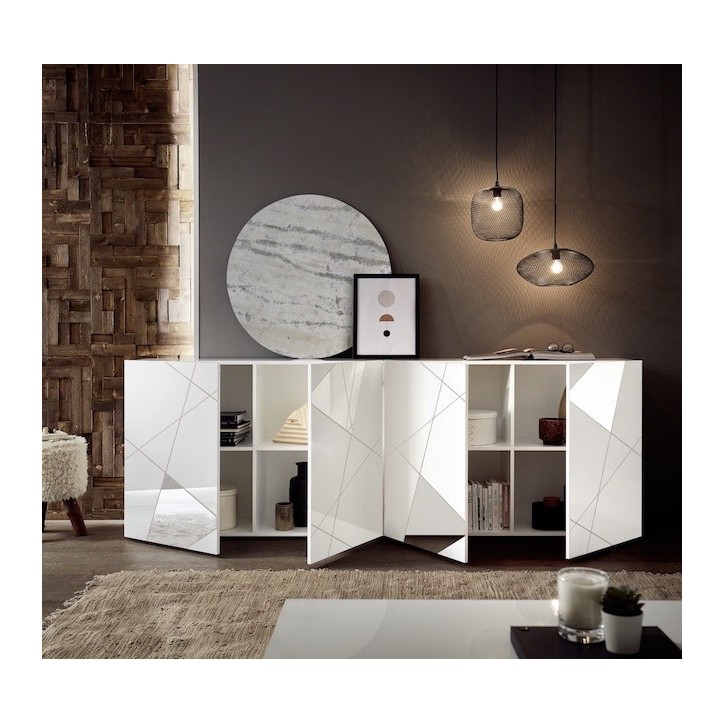 Buffet VITTORIA blanc laqué 241 cm