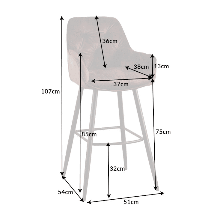 Tabouret de bar MILANO 75 cm en velours marron