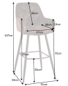 Tabouret de bar MILANO 75 cm en velours marron
