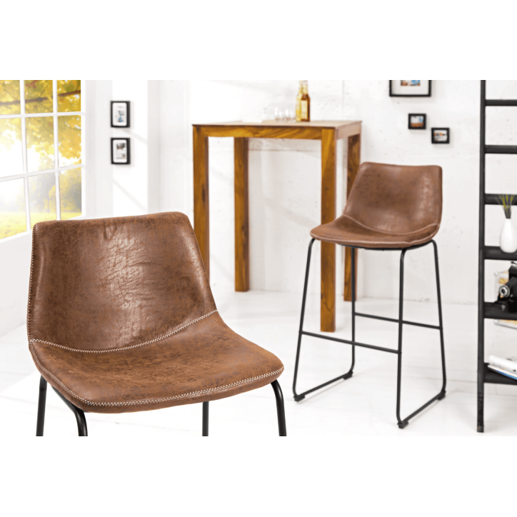 Chaise de bar DJANGO vintage marron
