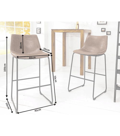 Chaise de bar DJANGO vintage marron