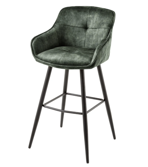 Chaise de bar EUPHORIA 74 cm en velours vert