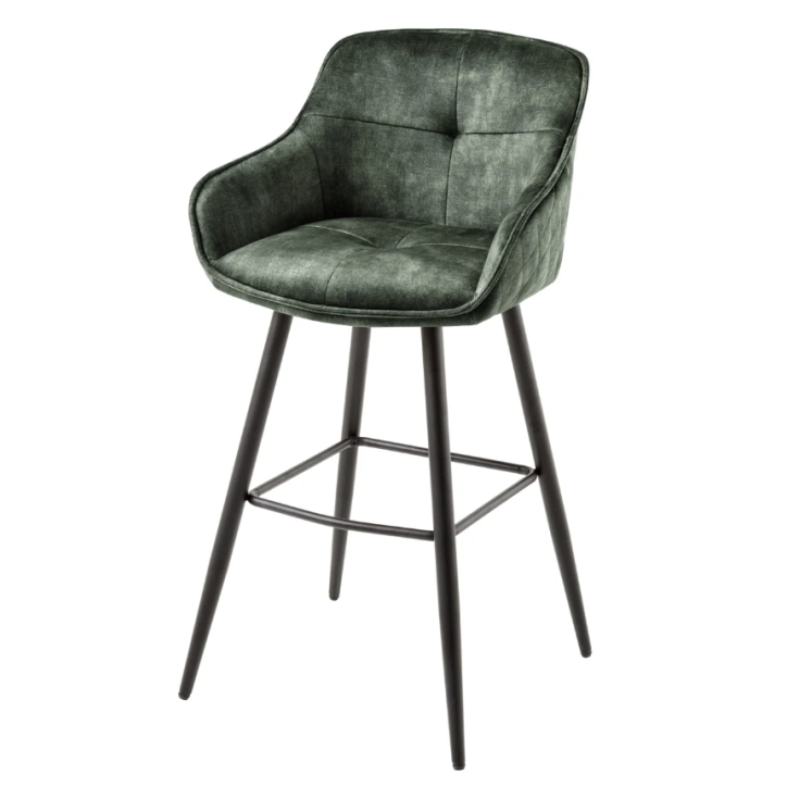 Chaise de bar EUPHORIA 74 cm en velours vert