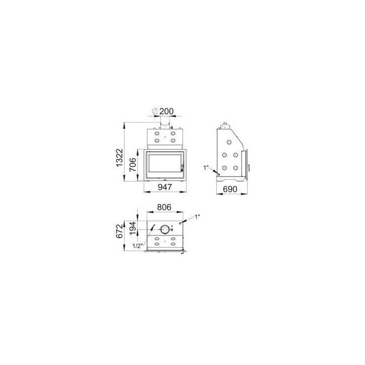 Stufa a legna HYDRO-BRONPI-80-E-  27/22 kw