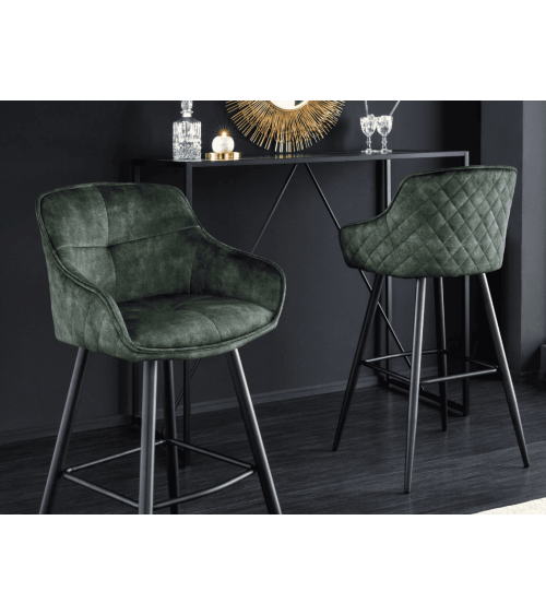 Chaise de bar EUPHORIA 74 cm en velours vert