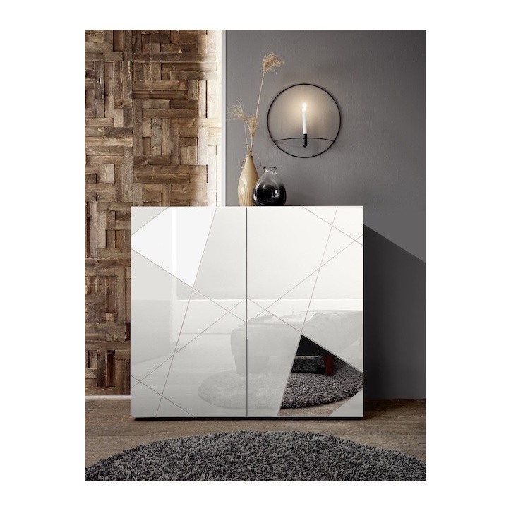 Buffet haut VITTORIA blanc laqué 121x111x42 cm