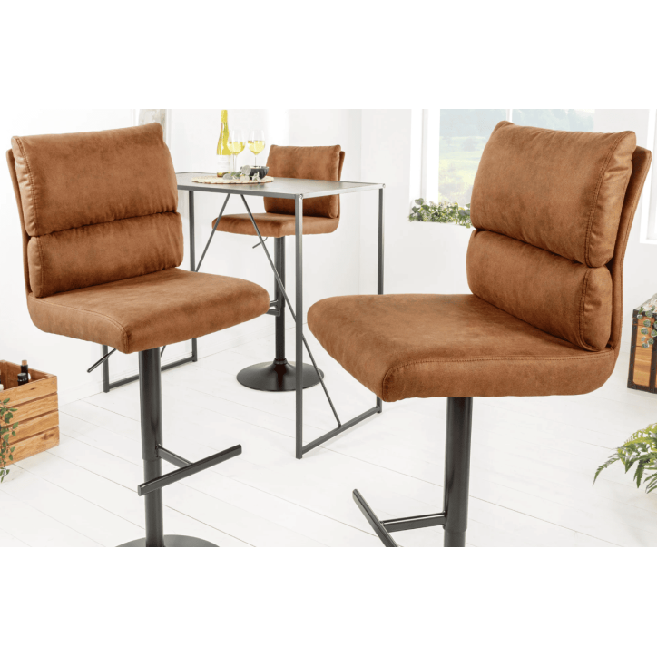 Tabouret de bar COMFORT 64-85 cm marron antique