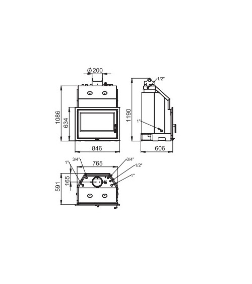 Poêle à bois CAMINOS 3 faces vitrées 13 kW fabrication européenne sur notre boutique en ligne