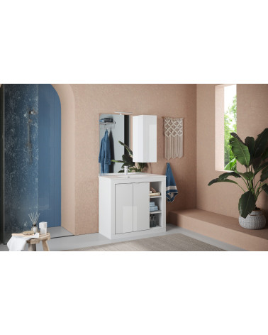 Mueble de baño con lavabo Pratiko BASIC 2.0 lacado en blanco brillo 101x86x47 cm
