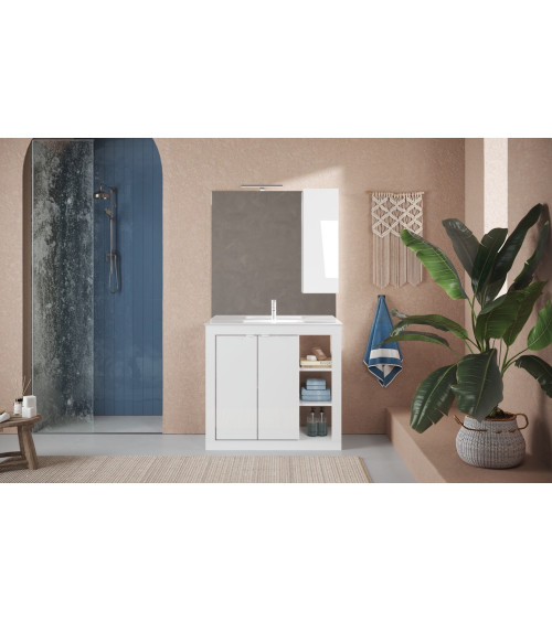 Mobile + lavabo Pratiko / BASIC 2.0 laccato bianco lucido 101x86x47 cm