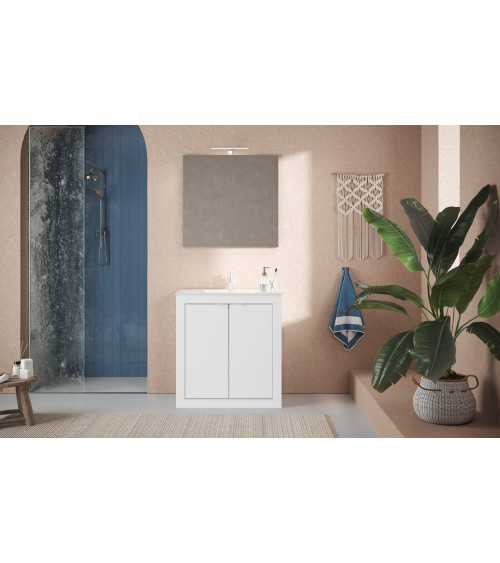 Badkamermeubel + wastafel Pratiko / BASIC 2.0 wit glanslak 82x86x47 cm