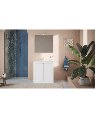 Mueble de baño + lavabo Pratiko / BASIC 2.0 lacado blanco brillo 82x86x47 cm