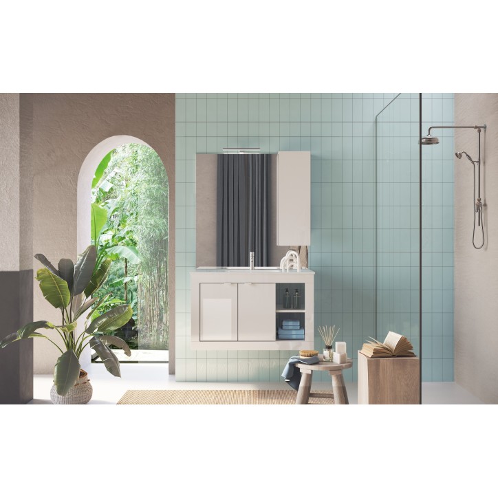 copy of Ensemble salle de bain, meuble+colonne+miroir+vasque STEEL noir frêne, en plusieurs dimensions