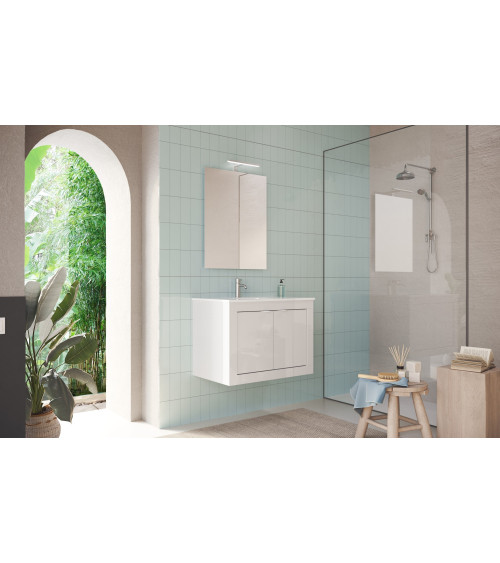 Meuble salle de bain Pratiko BASIC 2.0 blanc laqué brillant 82x57x47 cm