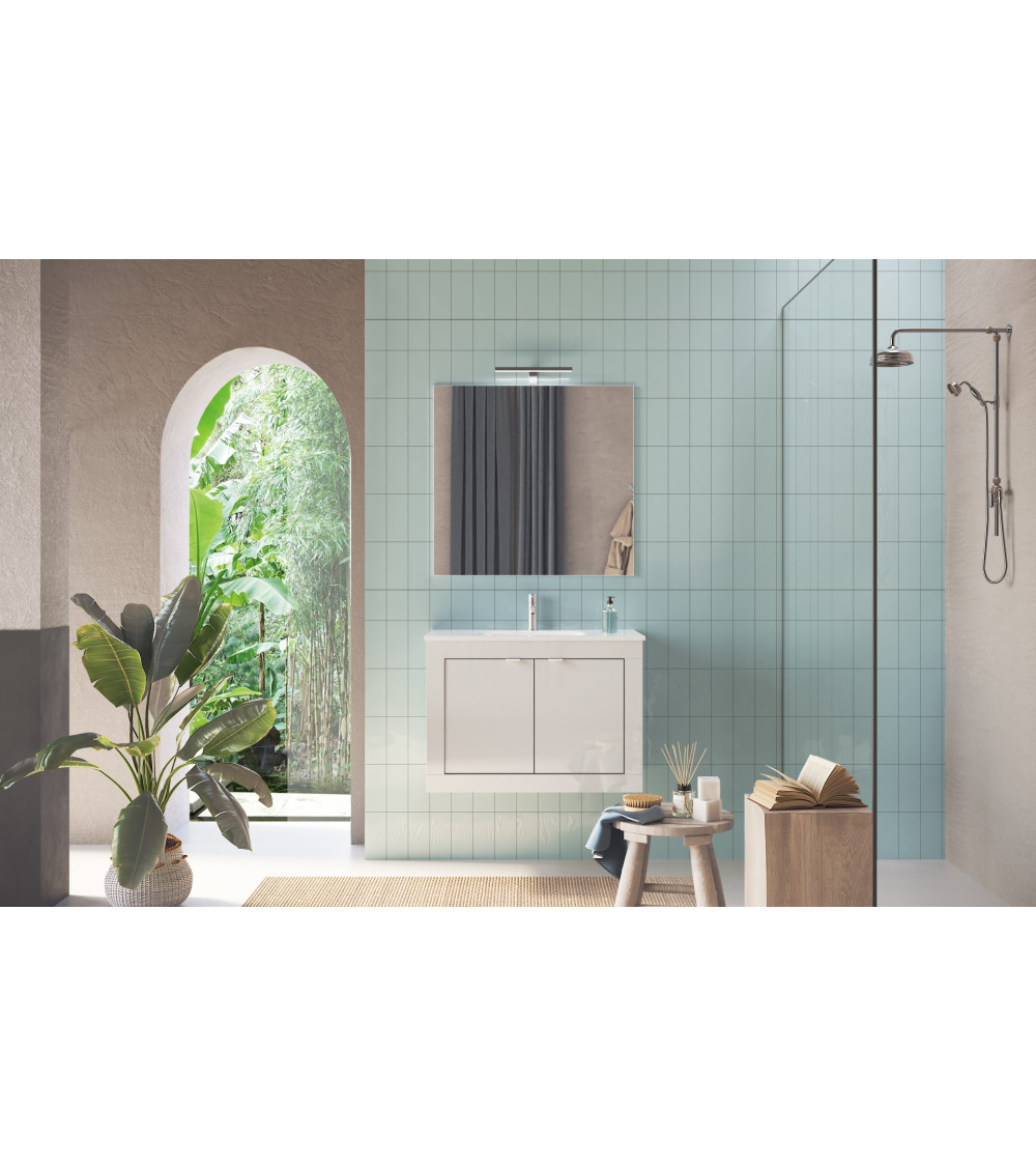 copy of Ensemble salle de bain, meuble+colonne+miroir+vasque STEEL noir frêne, en plusieurs dimensions