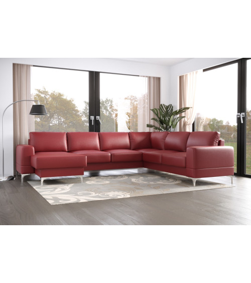 Canapé d'angle convertible en cuir ARIA MAX II 245 × 315 × 175 cm en plusieurs couleurs