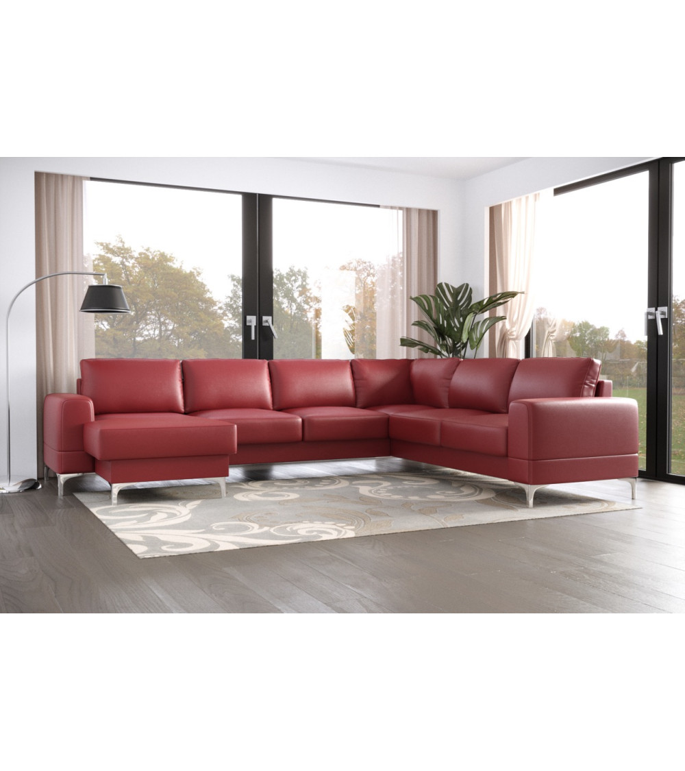 Canapé d'angle convertible en cuir ARIA MAX II 245 × 315 × 175 cm en plusieurs couleurs