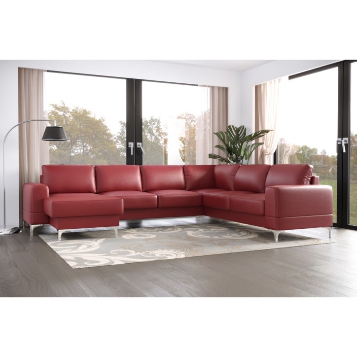 Canapé d'angle convertible en cuir ARIA MAX II 245 × 315 × 175 cm en plusieurs couleurs