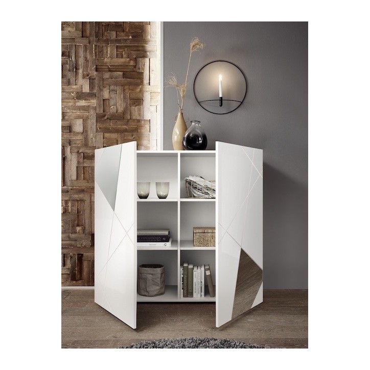 Buffet haut VITTORIA blanc laqué 121x111x42 cm