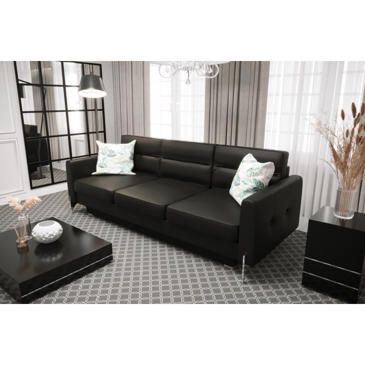 Canapé 3 places convertible en cuir ARTE DL 236 cm en plusieurs couleurs