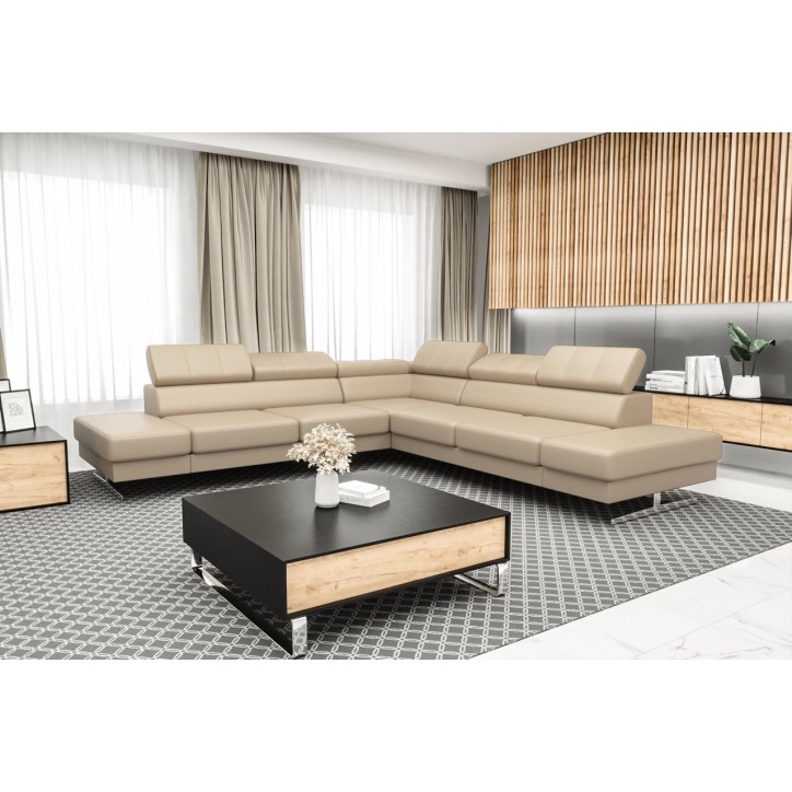 Canapé d'angle en cuir EMPORIO MAX 300 x 300 cm en plusieurs couleurs