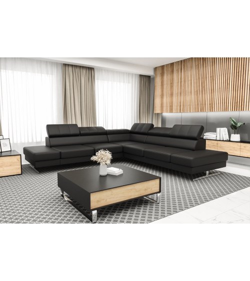 Canapé d'angle en cuir EMPORIO MAX 300 x 300 cm en plusieurs couleurs