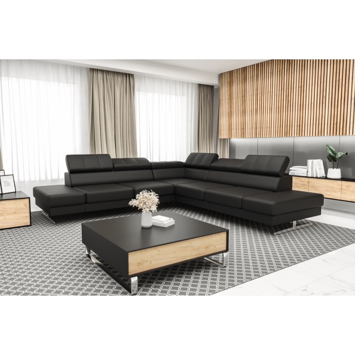 Canapé d'angle en cuir EMPORIO MAX 300 x 300 cm en plusieurs couleurs