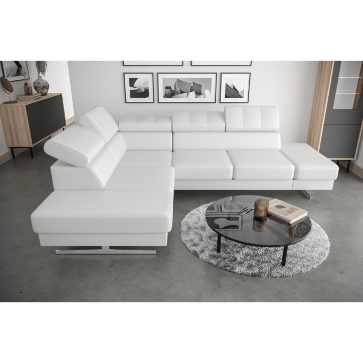 Canapé d'angle en cuir EMPORIO 300 x 225 cm en plusieurs couleurs