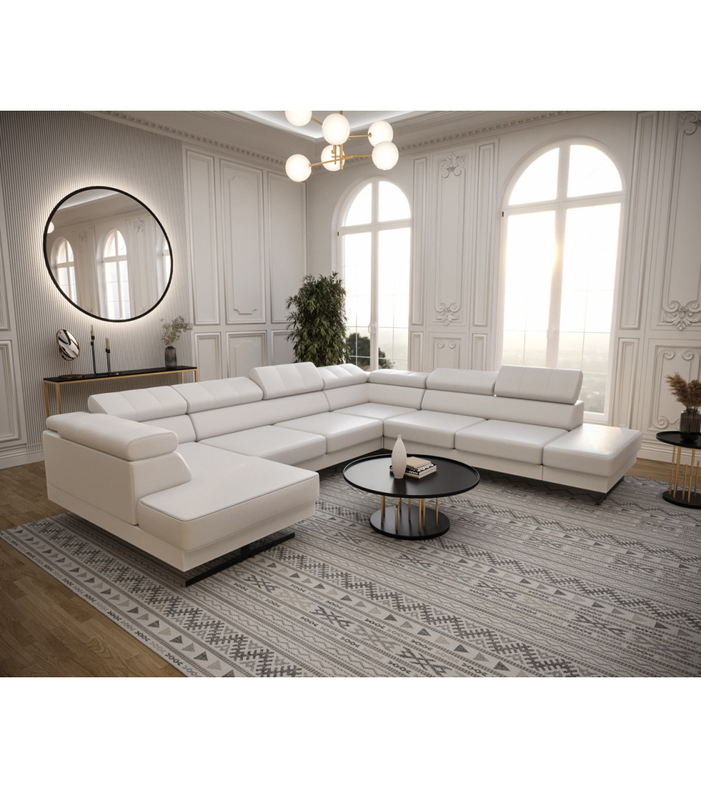 Canapé d'angle en cuir EMPORIO MAX II 300 x 350 x 180 cm en plusieurs couleurs