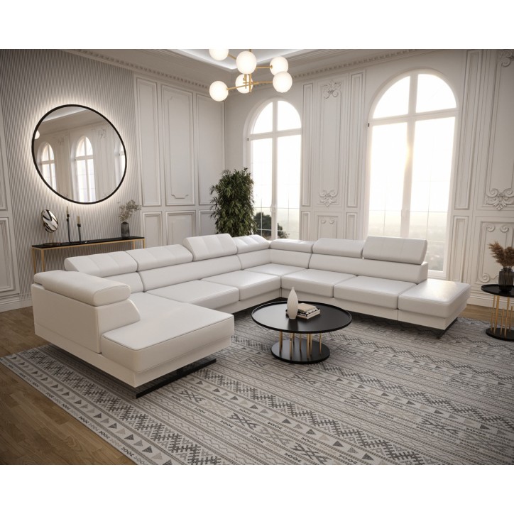 Sofá rinconera de cuero EMPORIO MAX II 300 x 350 x 180 cm en varios colores