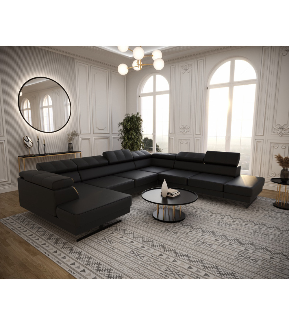 Sofá rinconera de cuero EMPORIO MAX II 300 x 350 x 180 cm en varios colores