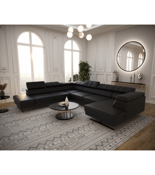 Sofá rinconera de cuero EMPORIO MAX II 300 x 350 x 180 cm en varios colores