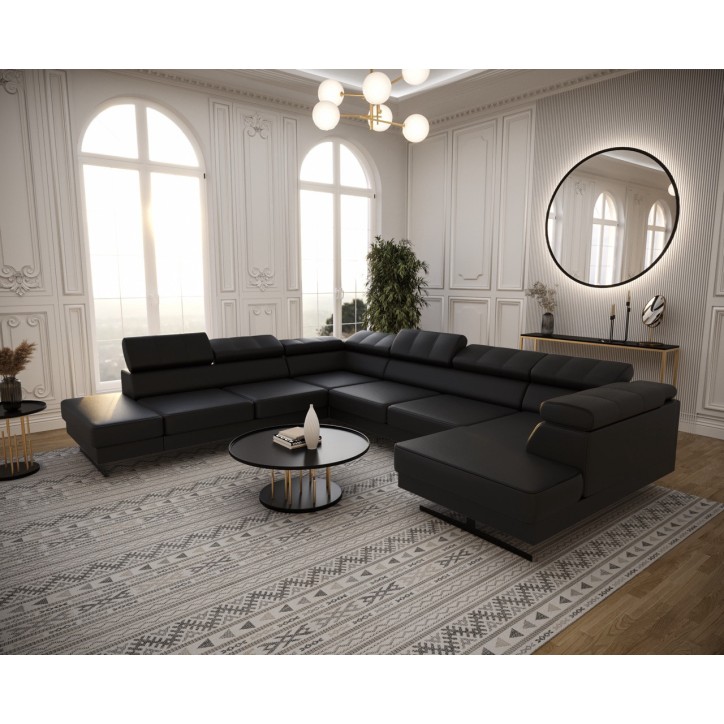 Sofá rinconera de cuero EMPORIO MAX II 300 x 350 x 180 cm en varios colores