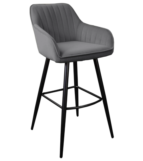 Chaise haute TURIN en velours gris argent