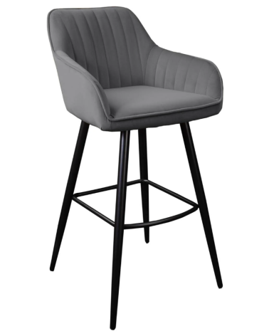 Chaise haute TURIN en velours gris argent