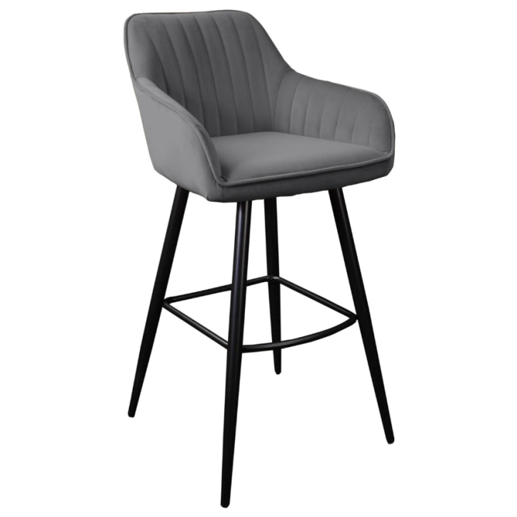 Chaise haute TURIN en velours gris argent
