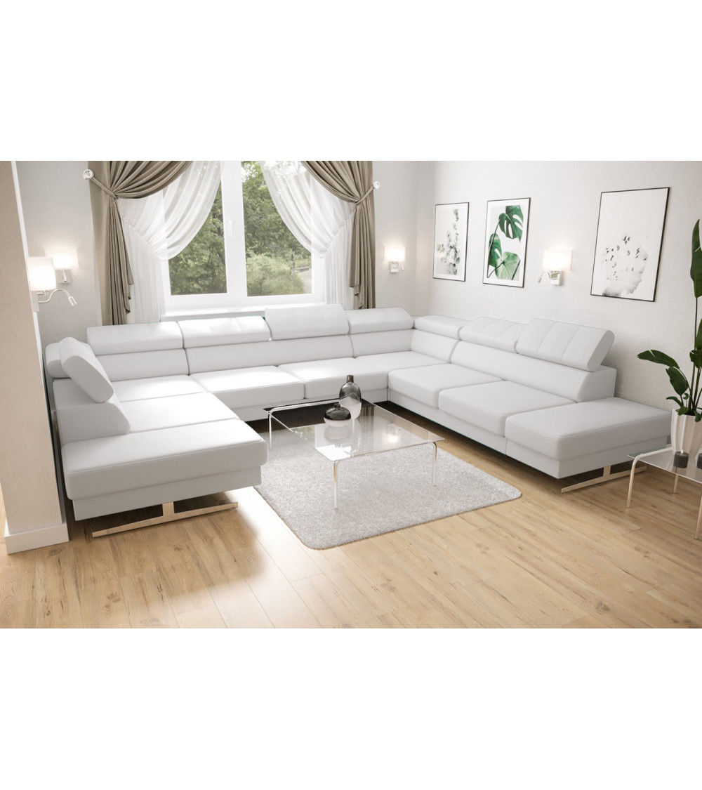 Canapé d'angle en cuir EMPORIO MAX I 300 x 350 x 220 cm en plusieurs couleurs