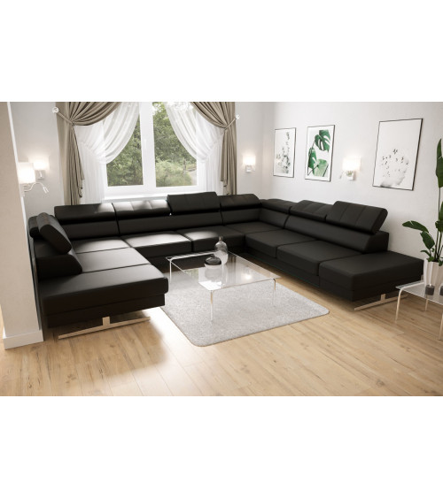 Canapé d'angle en cuir EMPORIO MAX I 300 x 350 x 220 cm en plusieurs couleurs