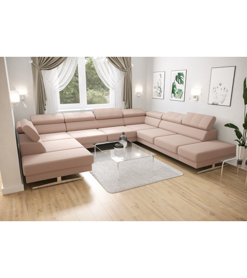 Canapé d'angle en cuir EMPORIO MAX I 300 x 350 x 220 cm en plusieurs couleurs