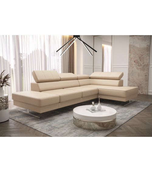 Canapé d'angle en cuir EMPORIO MINI 300 x180 cm en plusieurs couleurs