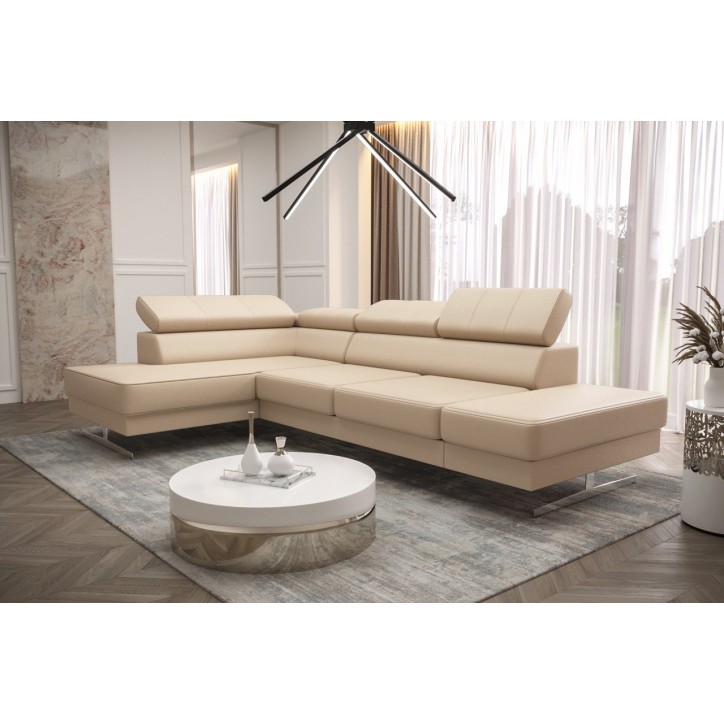 Canapé d'angle en cuir EMPORIO MINI 300 x180 cm en plusieurs couleurs