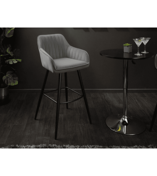 Chaise haute TURIN en velours gris argent