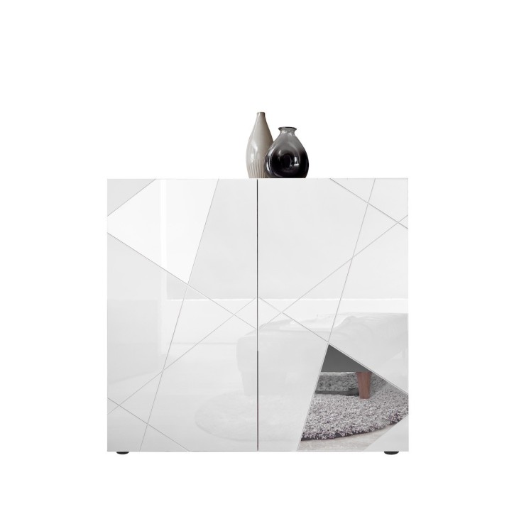 Buffet haut VITTORIA blanc laqué 121x111x42 cm