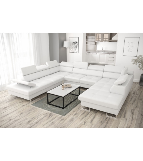 Sofá en U convertible de cuero GALAXY MAX I 280 x 350 x 225 cm en varios colores