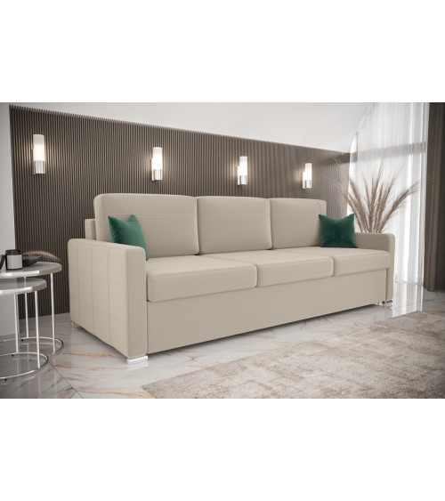 Sofá 3 plazas convertible de cuero AVANTI DL 230 cm beige