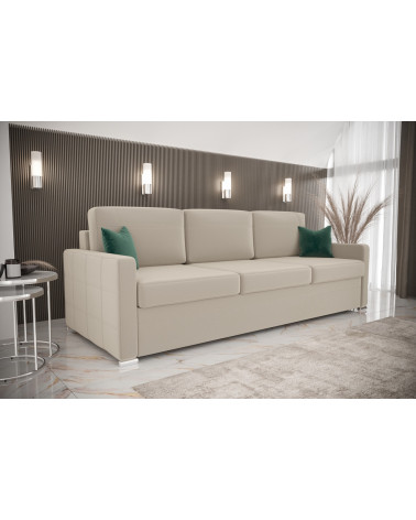 Sofá 3 plazas convertible de cuero AVANTI DL 230 cm beige
