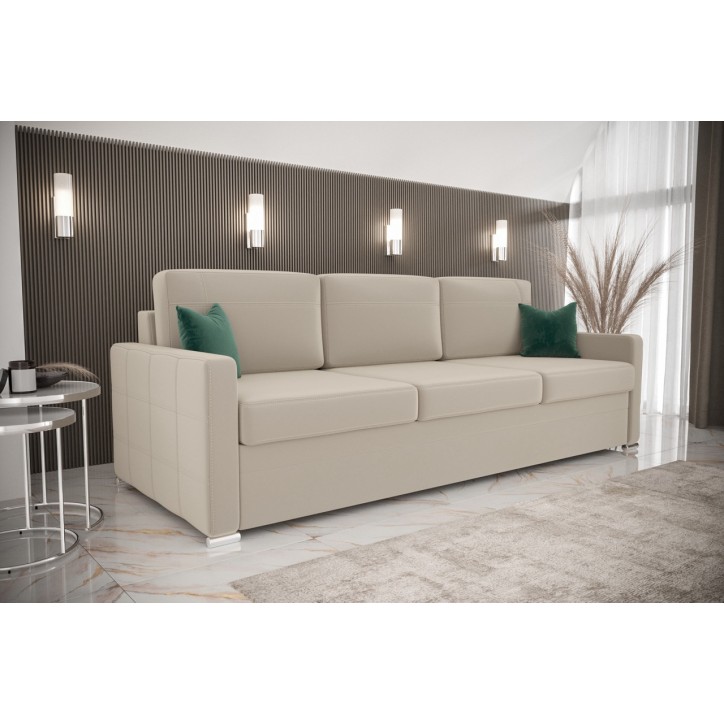 Canapé 3 places convertible en cuir AVANTI DL 230 cm beige