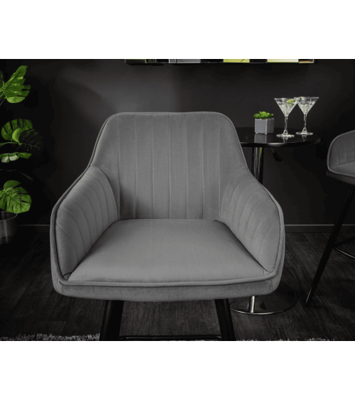 Chaise haute TURIN en velours gris argent