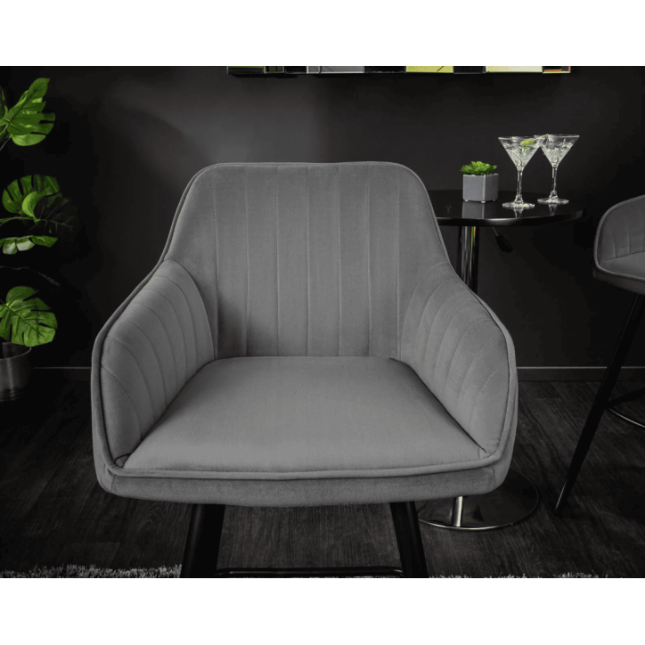Chaise haute TURIN en velours gris argent