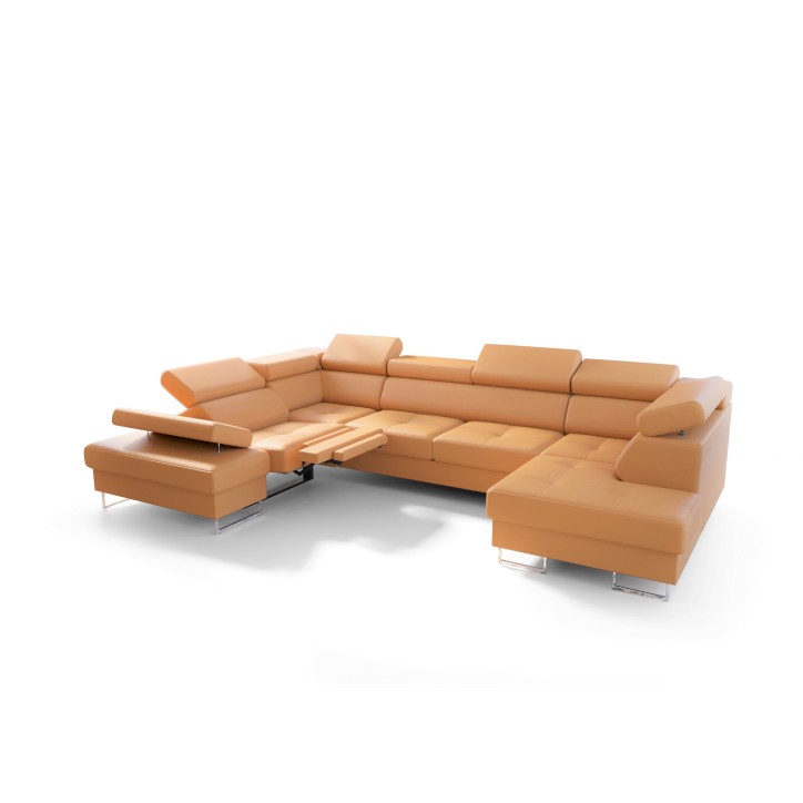 Sofá en U convertible de cuero GALAXY MAX II RELAX 215 x 350 x 170 cm en varios colores